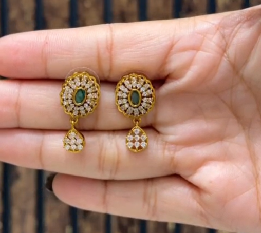 South Indian Antique Gold Finish Necklace Set with Earrings