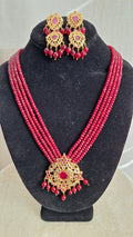 Polki Rani Haar in Red Onyx Beads and Stones Premium Quality Gold Plated