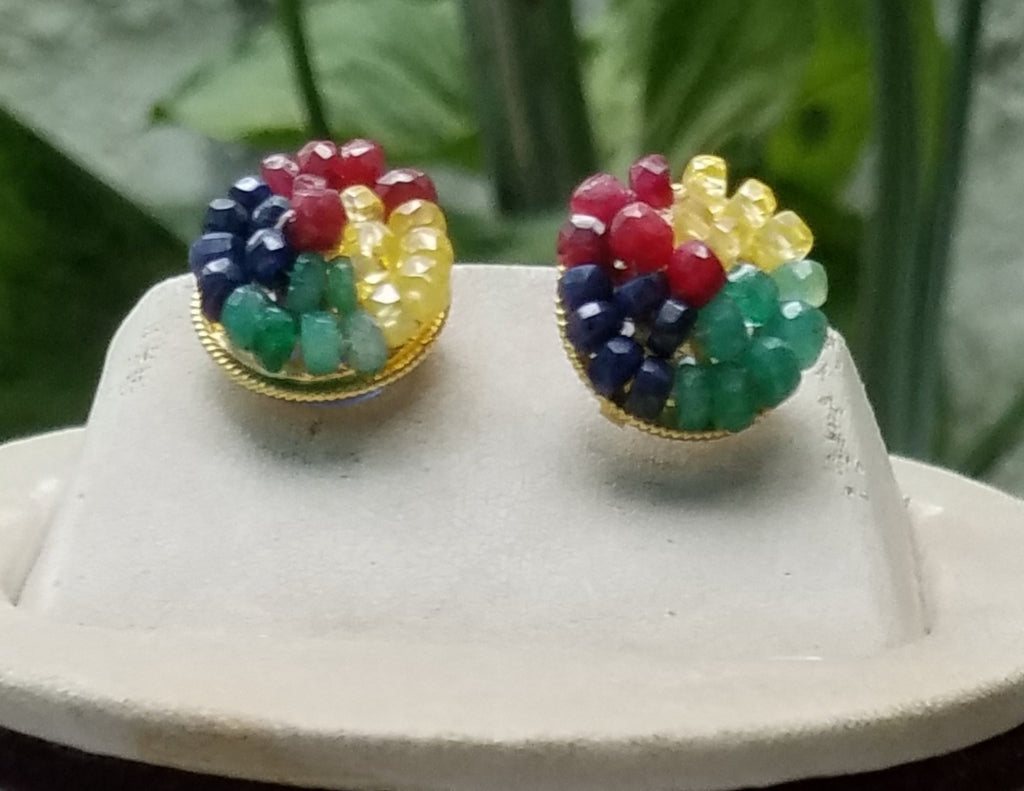 Real Multi Color 7 line Beads Set with Earrings