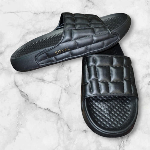 Royal Quilted Comfort Slides – Premium Black