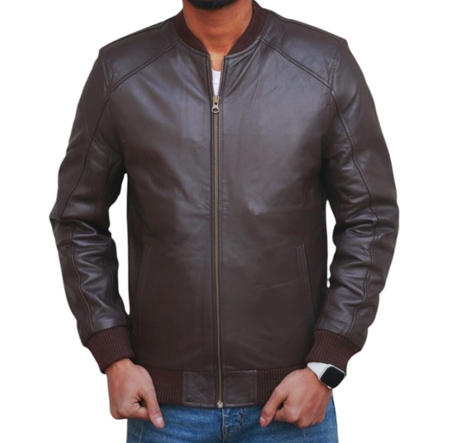Royal 100% Genuine Leather Jacket for Unisex with 4 Pockets