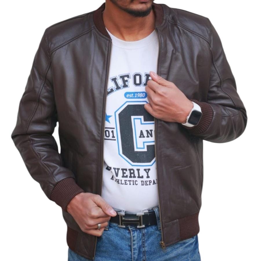 Royal 100% Genuine Leather Jacket for Unisex with 4 Pockets