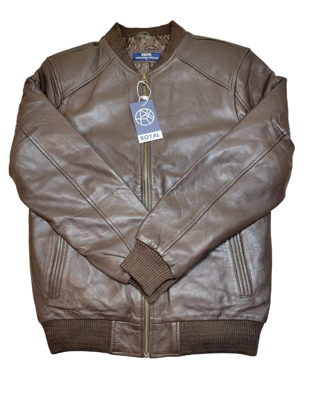 Royal 100% Genuine Leather Jacket for Unisex with 4 Pockets