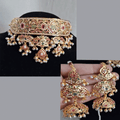 Rajputana Amritsari Navratan Necklace Set with Earrings Gold Plated