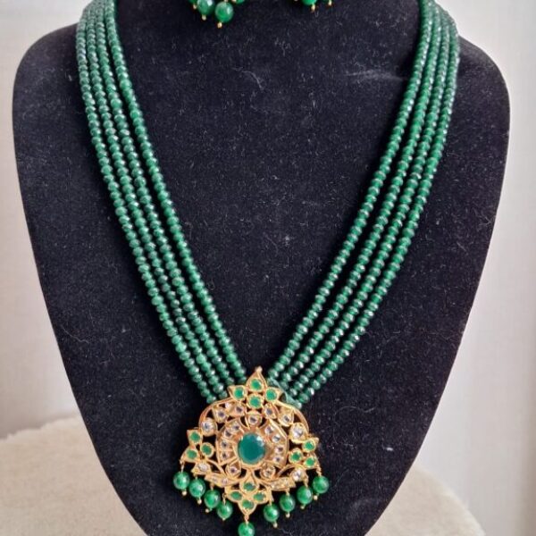 Polki Rani Haar in Red Onyx Beads and Stones Premium Quality Gold Plated
