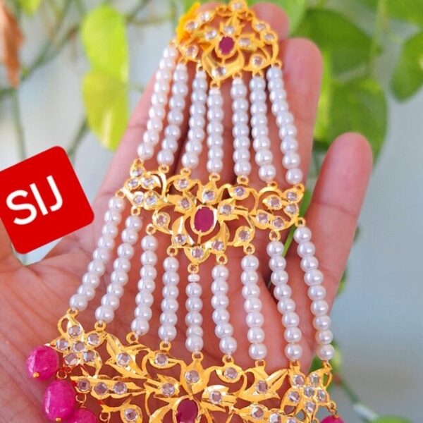 Nizaami  Polki Jhumar/Pasa in shell Pearl's  Gold Plated