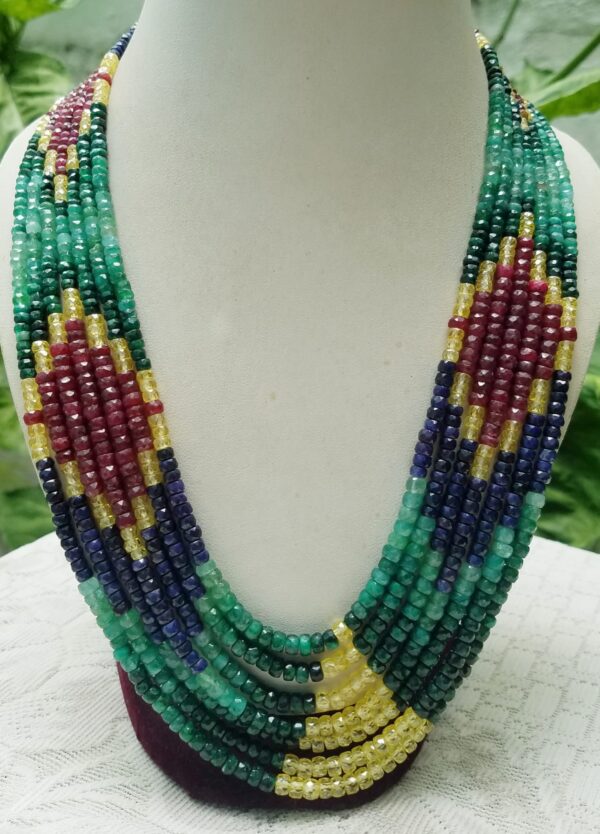 Real Multi Color 7 line  Beads Set with Earrings
