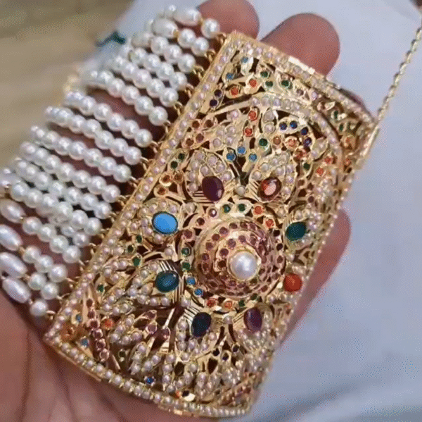 Exclusive Amritsari Jadau Navratan Bracelet  Adjustable Size Premium Quality Gold Plated